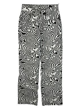 Ragged Jeans Psychedelic Swirl Print Wide Leg Jeans High Rise Black White 26